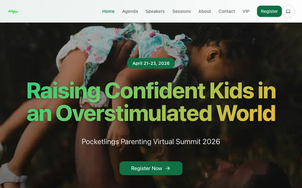 A conference site run on Stagecraft: the Pocketlings Parenting Virtual Summit 2026